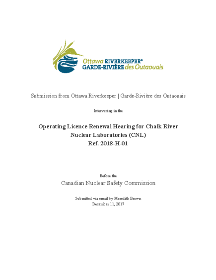 Comments – CNL Licence Renewal Hearing