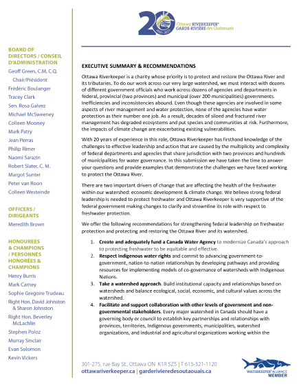 Submission to the Standing Committee on Environment and Sustainable Development