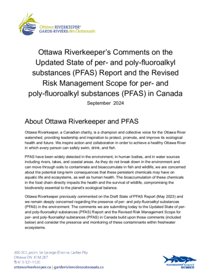 Comments on the Updated Draft Report on the status of PFAS in Canada
